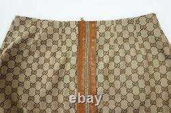 Tom Ford for Gucci Vintage Iconic Rare GG Monogram Canvas Skirt Logo Leather Tan
