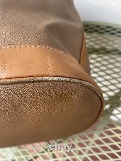 Trussardi Sac Bucket Brown Tan Leather Vinyl vintage Shoulder Bag Drawstrings