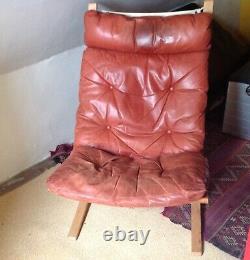 Two Ingmar Relling Original 1970's Norwegian Leather Chairs