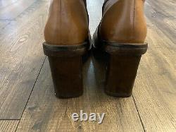 Two Lips Leather Boots Tan Brown Patchwork Square Toe Vintage 90s Size 5.5