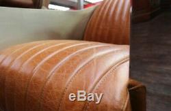 Union Jack Aviator Aviation Aluminium Rocket Tub Chair Vintage Tan Leather