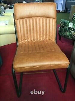 Urban Vintage Retro Style Dining /Office Chair in Antique Tan PU Leather RRP£250