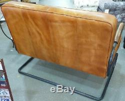 Used Look Leather Tan Sofa American Style Vintage Retro Armchair Car Seat Chair