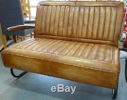 Used Look Leather Tan Sofa American Style Vintage Retro Armchair Car Seat Chair