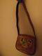 VINTAGE Disney Mickey & Minnie Mouse Embroidered Heart Leather Western Bag Tan