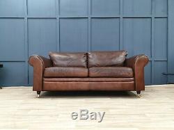 VINTAGE LAURA ASHLEY CHESTERFIELD TAN SOFT REAL LEATHER COTTAGE SOFA 2 of 2