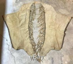 VINTAGE TAN LEATHER HORSE RODEO WESTERN FRINGED CHAPS With 6 STERLING 925 CONCHOS