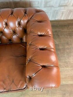 VINTAGE Tan Brown Leather Chesterfield Club / Tub Chair £55 DELIVERY