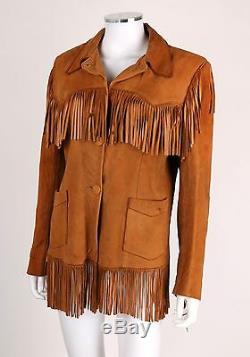 VTG 1950s LEVI STRAUSS TAN AUTHENTIC WESTERN WEAR FRINGE SUEDE LEATHER JACKET M