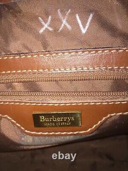 VTG Burberry Top Handle Haymarket Flap Bag Nova Check Plaid British tan