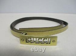 VTG GUCCI WOMEN'S TAN LIZARD GAIN LEATHER BELT with GUCCI BRASS BUCKLE SIZE 30