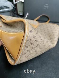 VTG Gucci GG Micro Monogram Tan Shoulder Bag Leather