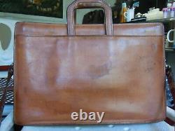 VTG Hartmann American tan Belting Leather Attache Briefcase With Strap 3