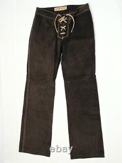 VTG Suede Leather Hippie Boho Pants 6 Lace Up Fly Brown Tan Custom Made