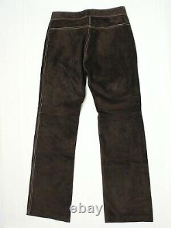 VTG Suede Leather Hippie Boho Pants 6 Lace Up Fly Brown Tan Custom Made