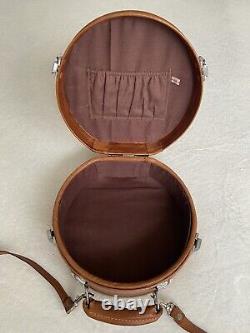 Vachetta Tan Leather Hat Box / Crossbody/ Travel Case Vintage GUC