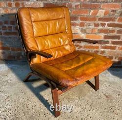 Vintage 1970 Danish Pair of Bentwood Chairs Tan Leather Hand Dyed