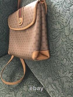 Vintage 1980s Gucci Tan monogrammed Crossbody Leather Bag