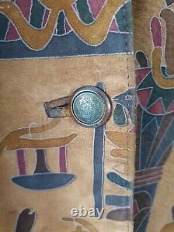 Vintage 1980s Siena New York Suede Blazer Jacket Egyptian Hieroglyphics Tan