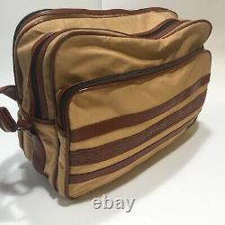 Vintage 1980s Yves Saint Laurent Messenger Bag YSL Monogram Travel Luggage Tan