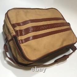 Vintage 1980s Yves Saint Laurent Messenger Bag YSL Monogram Travel Luggage Tan