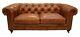 Vintage 2 Seater Chesterfield Vintage Distressed Tan Real Leather Sofa