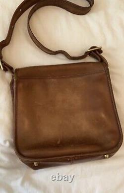Vintage 70s Coach Stewardess Bag Satchel Handbag Messenger Brown Patina Leather