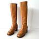 Vintage 70s Knee High Campus Boots Tall Riding MCM Cognac Tan Leather Size 7