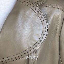 Vintage 70s Leder Chic Barcelona Tan Leather Trench Coat Size 16 NEW