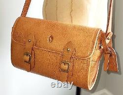 Vintage 80's Ralph Lauren Polo Pony ID Tan Leather Crossbody Saddle Bag Handbag