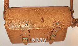 Vintage 80's Ralph Lauren Polo Pony ID Tan Leather Crossbody Saddle Bag Handbag
