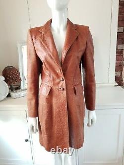 Vintage 90 s Escada stunning brown tan leather coat size 36