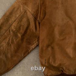 Vintage 90s Chevignon Leather Bomber Jacket XL Men's Tan Brown