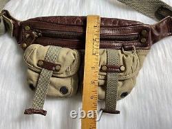 Vintage 90s Y2K Diesel Fanny Pack Waist Belt Bag Purse Crossbody Canvas Leather