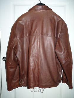 Vintage AMI London Tan Leather Jacket Size XL Quilted Lining Zip Up VGC