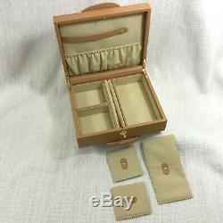 Vintage ASPREY LEATHER JEWELLERY CASE Travel Vanity Box Case Tan Beige