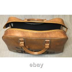 Vintage Adidas Peter Black Tan Sports Bag Holdall Faux Leather Brown 1970s Retro