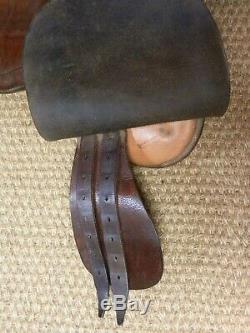 Vintage/Antique Petite Tan Leather Pony Pad Saddle 14