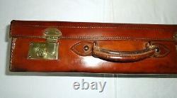 Vintage/Antique Tan Brown Leather Suitcase with brass fittings / Vintage Luggage