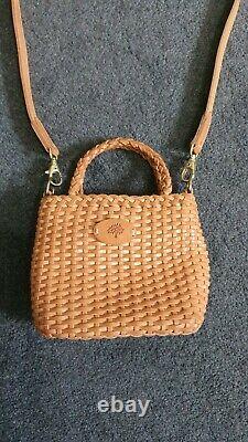 Vintage Authentic Mulberry Tan Woven Leather Mini Bag V. G. C