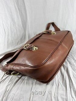 Vintage Authentic Tan Leather Briefcase Messenger Bag