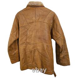 Vintage Aviator B3 Flight Tan Leather Sheepskin Shearling Bomber Jacket