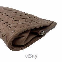 Vintage BOTTEGA VENETA Tan Intrecciato Woven Clutch Purse Bag Made in Italy