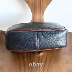 Vintage Bally Switzerland Small Black Tan Intrecciato Weave Saddle Bag