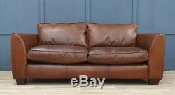 Vintage Barker&stonehouse Chesterfield Distressed Tan Leather Club Cottage Sofa