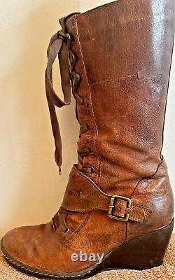 Vintage Bertie tan leather lace up boots size 4