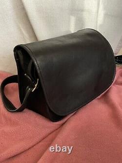 Vintage Black Glove Tanned Leather Coach Saddle Bag Made In USA