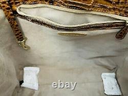 Vintage Brahmin Harbor Woven Tan Walnut Leather Satchel Tote Shoulder Bag