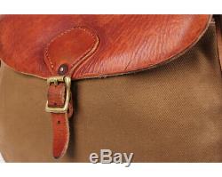 Vintage Bronson Vegetable Tanned Leather Canvas Messager Bag Men Crossbody Bag