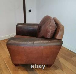 Vintage Brown Tan Leather Club Chair Armchair Tub DISTRESSED 30 Yr old Comfy